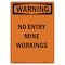 Signmission Safety Sign, OSHA WARNING, 7" Height, No Entry Mine Workings, Portrait OS-WS-D-57-V-13355 - alternate 1